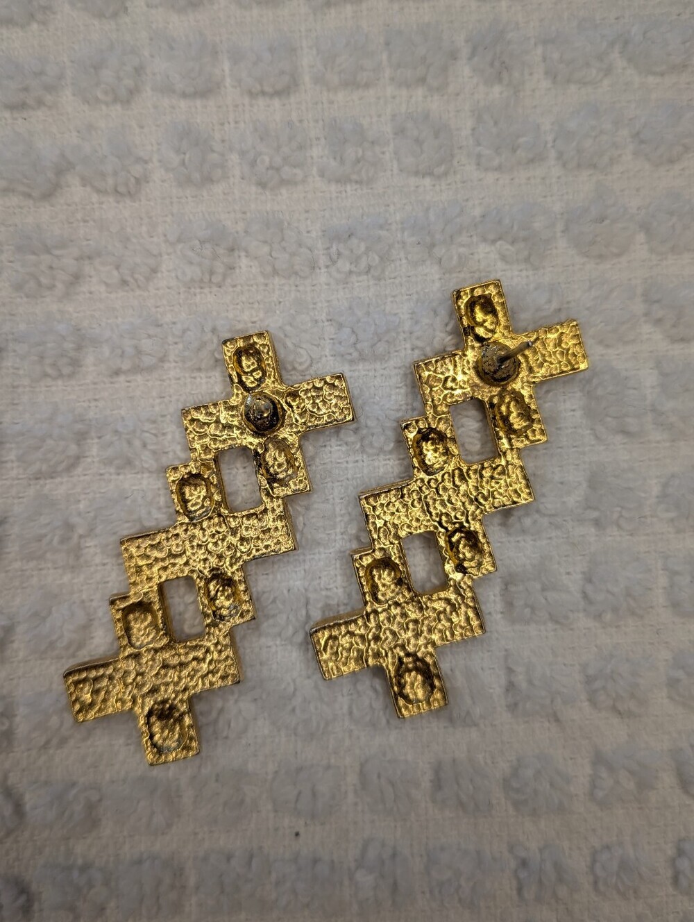Vintage Retro Geometric Golden Drop Dangle Earrings - Picture 4 of 9